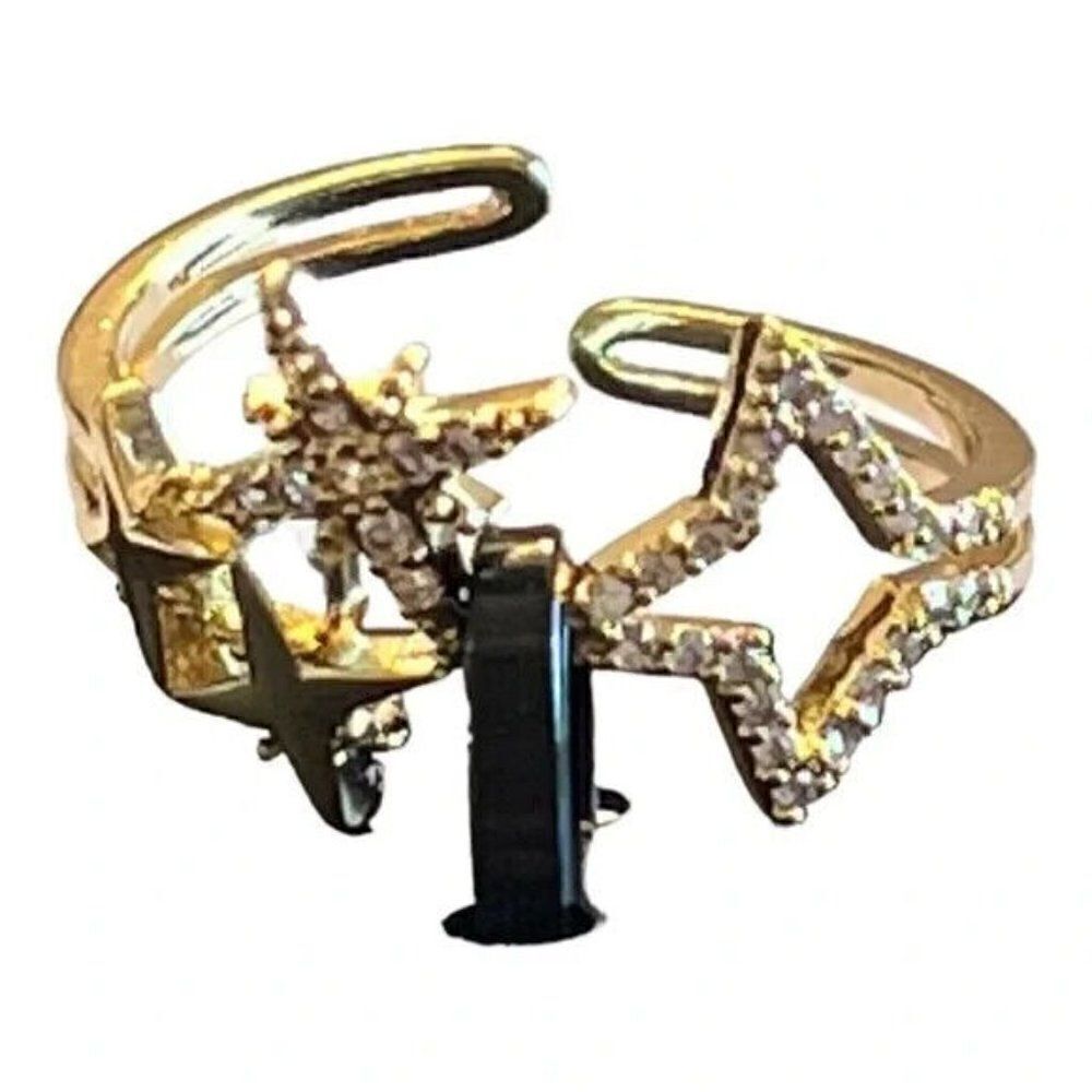 INC International Concepts Gold-Tone Crystal Pave Star Open Ring Size 8 New - Picture 2 of 5